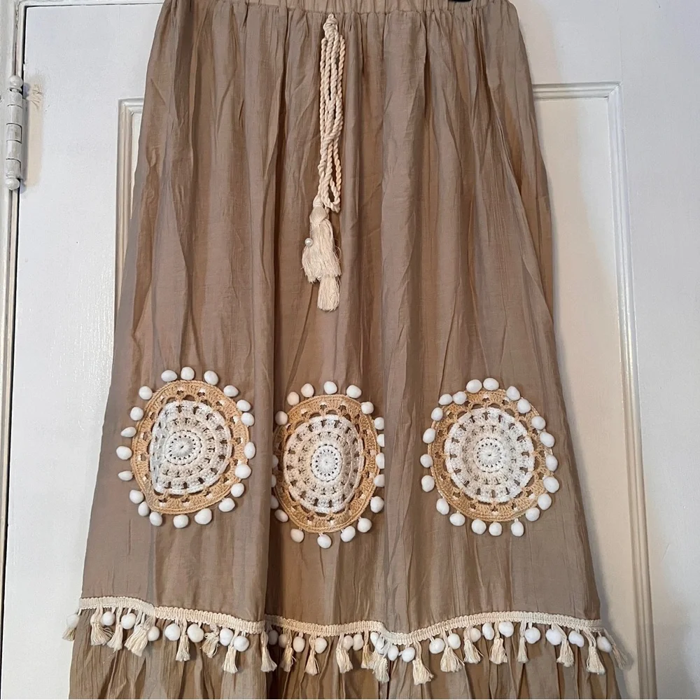 Boho Crochet Tassel Maxi Skirt Festival Western Cottagecore NWT - Picture 3 of 7